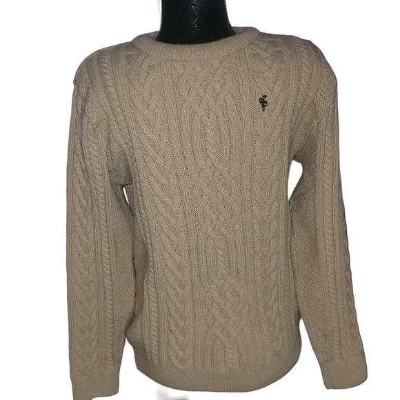 Father Sons Cream Colored Cable Knit Mens Sweater M - Picture 1 of 6